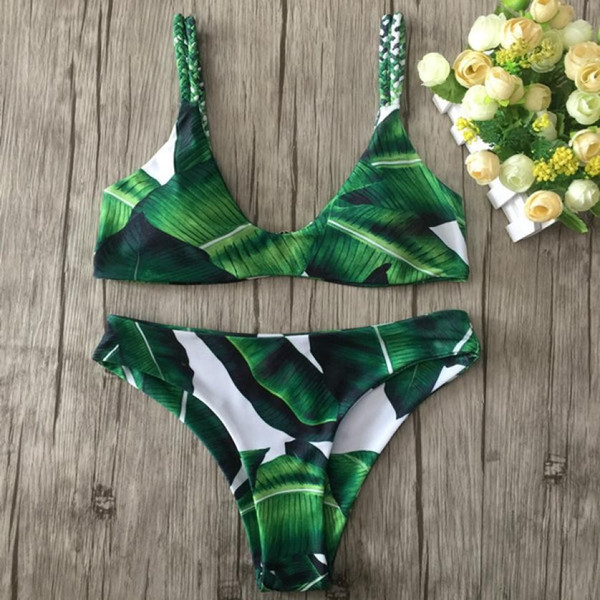 Embroidery Women's Bikini Set Sexy Leaves For Rope Swimsuit Push-up Swimwear Classical Sexy Women's Swimsuits Charming Biquini