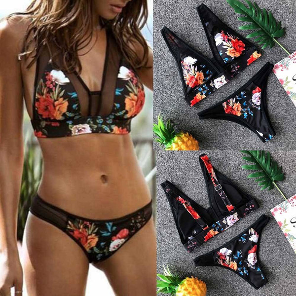 Women's Swimming Suit Sexy Bikini Swimsuit Women Print Fashion Push-Up Padded Bra Beach Bikini Set Swimsuit Swimwear