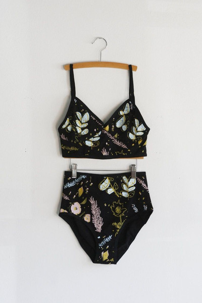 2018 New High Waist Retro Floral Printed Bikini Set Swimwear Beachwear For Women