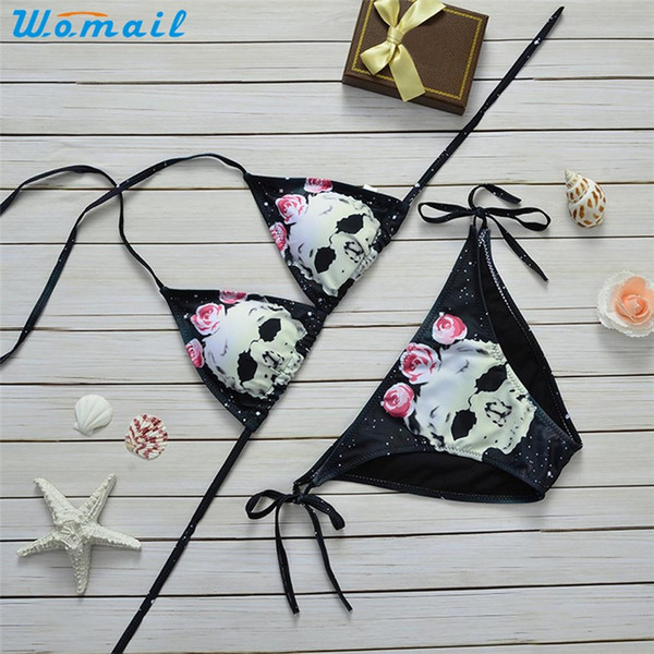 Premium WOMAIL Biniki 2019 Skull Pattern Push-up Padded Bra Backless Sexy Women's Bikinis Sets Swimwear Swimsuit Bikinis