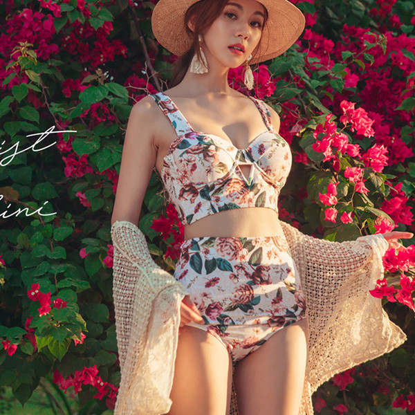 Sexy bikini Set High Waist Swimwear Women Striped Biquini Swimsuit Vintage Bikinis High waist bikini split bathing women's bathing suit