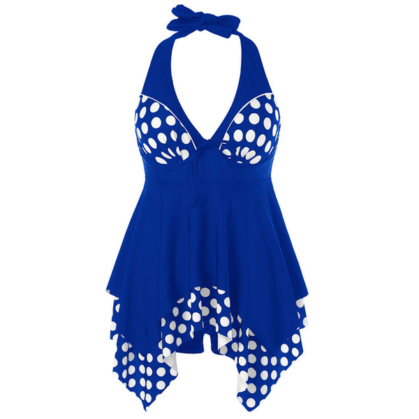 AZULINA Plus Size Tankini Backless Swimsuit Polka Dot Bathing Suit Women Swimwear Tankini Large Size Swimming Beachwear Femme