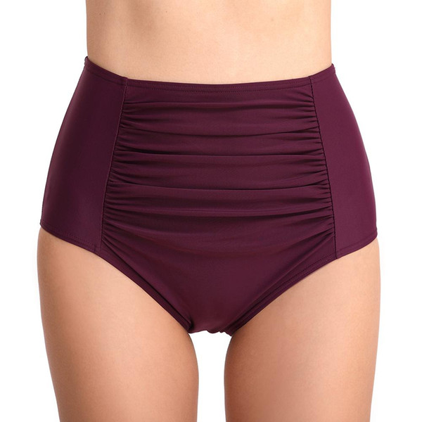 2019 New Plus Size Women's High Waisted Swim Bottom Ruched Bikini Tankini Swimsuit Briefs Underwear Thong Bathing Suit Monokini