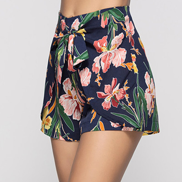 Beach Printed Holiday Lace Mini Casual Women Shorts Fashion Loose Polyester Spring Summer Seaside Sexy