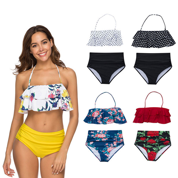 Swimsuits for Women Bikini 2019 Flounce print high waisted swimsuit swimwear Bikini Set Bathing Suit Beachwear Maillot De Bain FemS-3XL