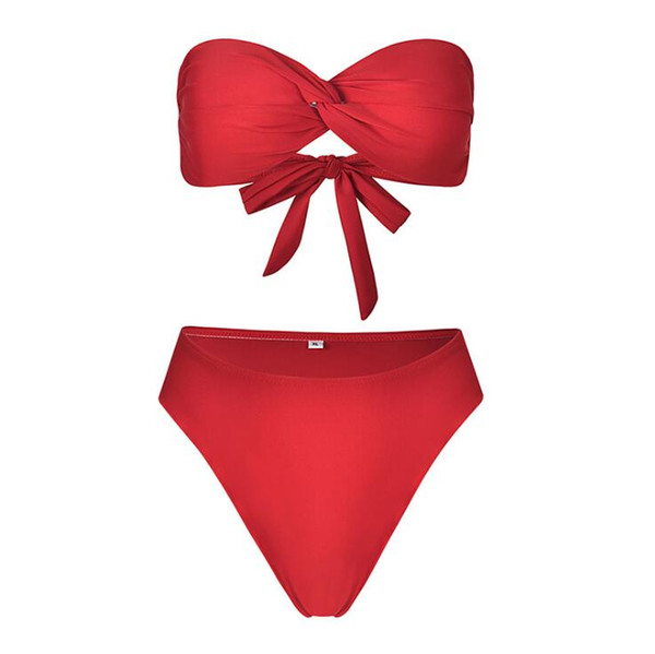 New Bikinis Women Swimsuit 2018 Swimwear Women Swimsuit Sexy Bandage Halter Bikini Set Solid Bathing Suit Brazilian Beachwear Push Up Bikini