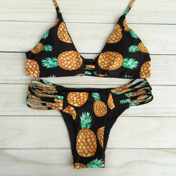 Sexy 2 PCS Women Bra Bandage Bikini Set Bathing Suit Print Floral Summer Swimwear Triangle Swimsuit