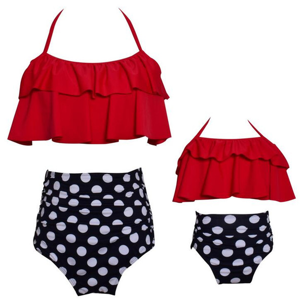 Ruffle Flounced 2019 New Bikinis Women Swimsuit High Waist Beach Bathing Suit Swimwear Women Kid Push Up Bikini Set Female Swim Wear Biquini