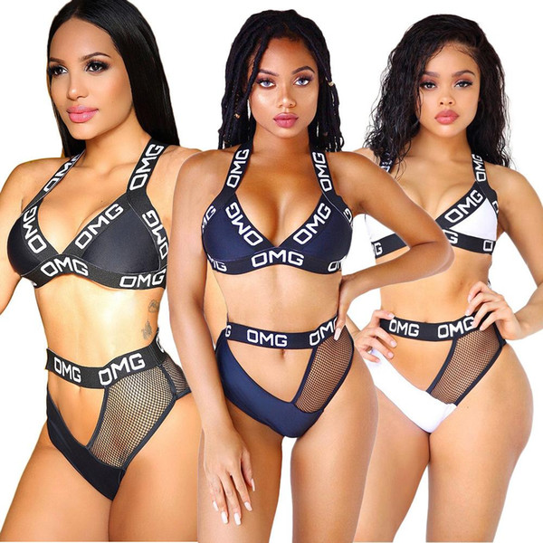 Mesh Patchwork Two Piece Set Bikini Beach Sexy Summer Woman Straps V Neck Sleeveless Crop Top And Hollow Out Shorts Suits