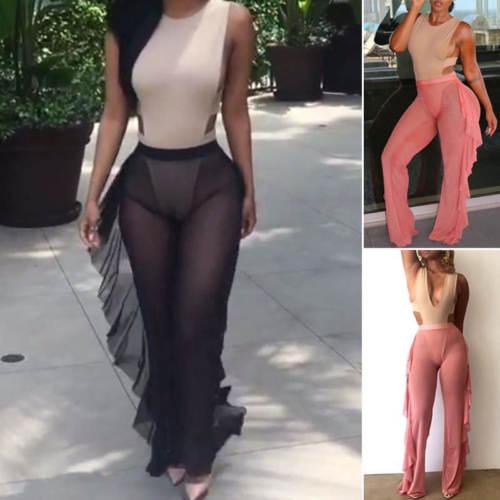 Hot Women Sexy Bikini Cover Up Mesh Sheer See Through Plus Size Swimwear Bathing Pants Trousers Swimsuit Beachwear Swimming Suit