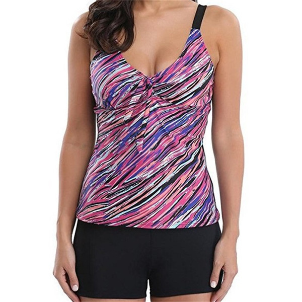 Woman Swimsuit New Print Two Piece Suits Tankini Lady Swimwear Shorts Plus Size Femme Bikini Sports Push Up Bathing Retro Beach 35hz V