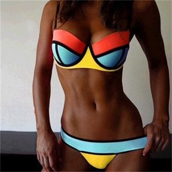 Woman Swimsuit Lady Swimwear Femme Bikini Summer Beach Two Piece Lady Sexy Underwire Bra Push Up Bathing Suit 20sc V