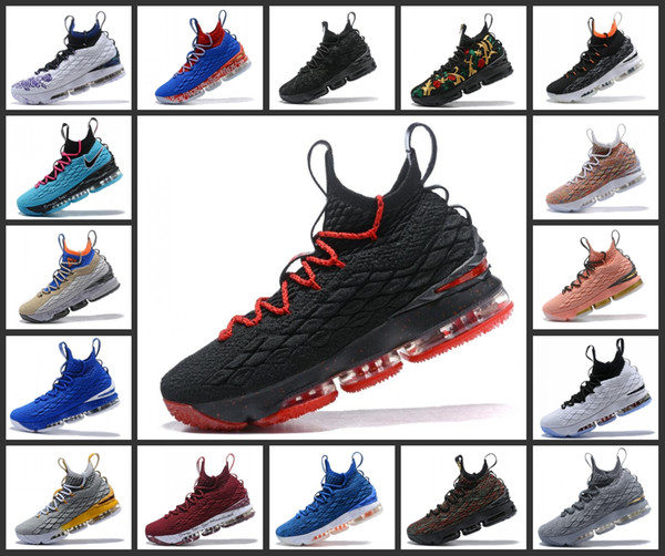 LBJ15 Men Basketball Shoes Black Gold Sports Shoes Mens Running Trainer Shoe High Quality James Sneakers