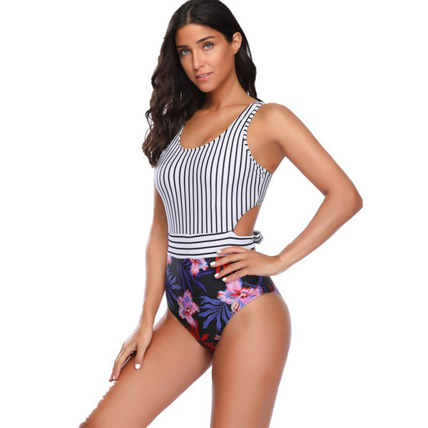 Sexy One Piece Swim Suits Striped Slim Bikini Set Monokini Bathing Suit Women Beachwear 2019 New Arrival