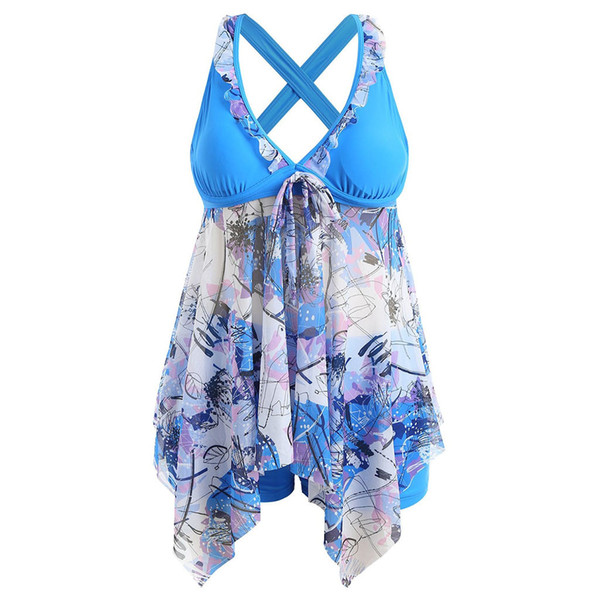 Fashion Women Bikini Swimsuit Bikini Swimsuit Sexy Swimwear Women's Big Bohemian Wind V-neck Split Swimming Suit A30416