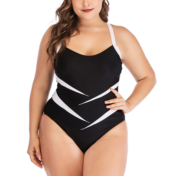 KLV Women Plus Size Print tankini mujer negro Swimjupmsuit Swimsuit Beachwear Padded Swimwear tankini top plus size #4