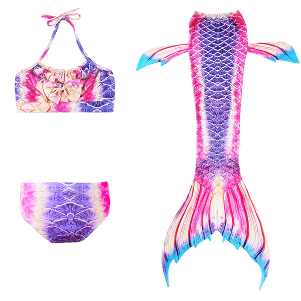 Little Mermaid Tails for Swimming Costume Mermaid Tail Cosplay Girls Swimsuit Kids Children Swimmable Suit Bikini Set