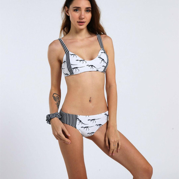 New women's bikini suit swimsuit sexy temptation bandage dinosaur print swimsuit push up beachwear