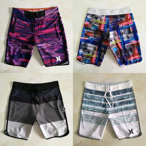 2019 Men Swimwear 12 Colors Elastic Rope Waterproof Quick Drying Striped Straight Tube Beach Shorts Surfing Swimming Trunks Summer