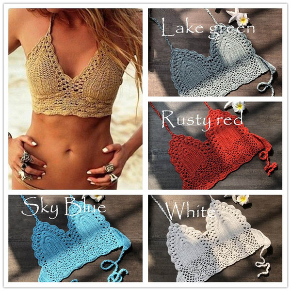 Women Sexy Wild Swimsuits Hand Hook Knit Bikinis Wrap Chest Spa Split Swimwear Sports Fashion Double Shoulder Strap Vest Summer