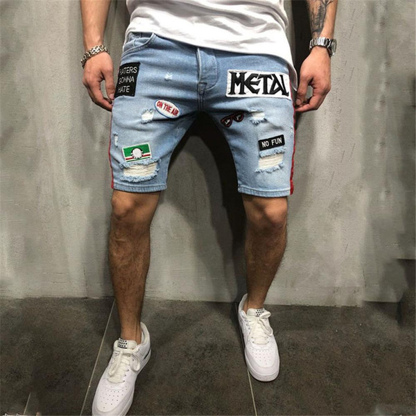Men Summer Short Jeans Hommes Beach Shorts Skate Board Harem Fashion Jean Men's Fashion Pleated Cropped Denim Shorts Hot