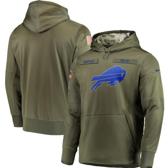 2019 Men Buffalo Sweatshirt Salute to Service Sideline Therma Performance Pullover Hoodie Olive