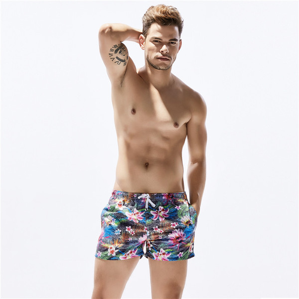 New Seobean Floral Mens Board Shorts Men Beach Swimsuit Short Male Bermudas Beachwear Bathing Suit Quick Dry Size M,L,XL 71306