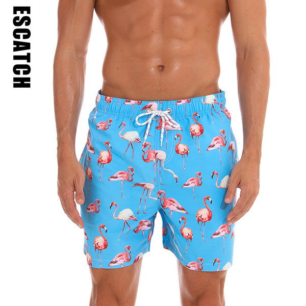 Escatch New Quick Dry Summer Shorts Mens Print Beach Board Shorts Surf Siwmwear Bermudas Swim For Men Print Board Short