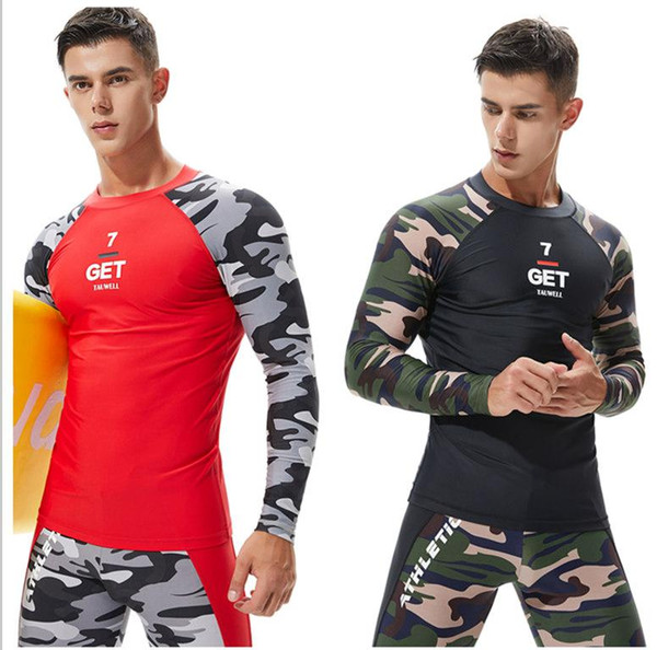 Men Long Sleeve Wetsuit Swimwear Surf Shirt Rashguard Diving Suit Rash Guard Quick Dry Sun Protection Swimsuit Upf 50+ Wind Surf