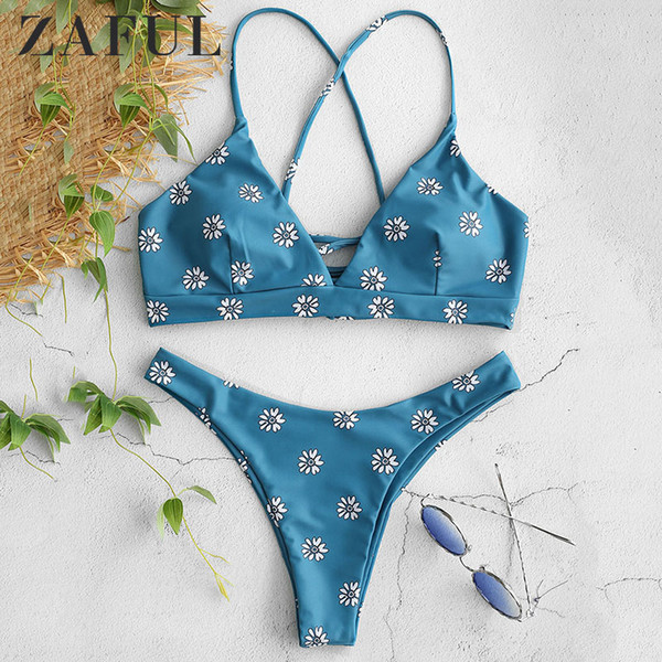 ZAFUL Bikinis Set Printing Floral Swimwear Sexy Bikini Push Up Swimsuit Female Swimming Bathing Suit For Women Swim Biquini