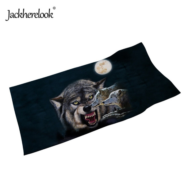 Jackherelook Moonlight Wolf 3D Print Cool Sport Towels Soft Cotton Microfiber Swimming Towel Large Thick Summer Beach Towel 2019