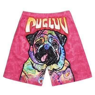 2019 Newest Men's 3D Dog Head Printed Beach Shorts Cute Dog Printing Board Shorts Men Surfing Swim Wear Man Loose Running Shorts