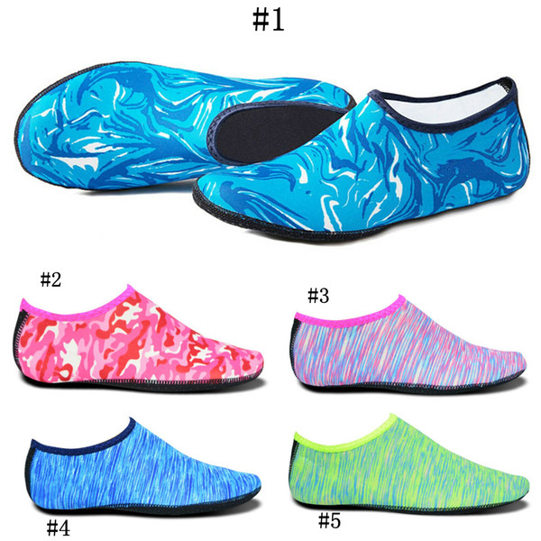 Beach Swimming Water Sport Socks Kids Men Women Snorkeling Anti Slip Shoes Yoga Dance Surfing Diving Shoes Camouflage Striped MMA1796