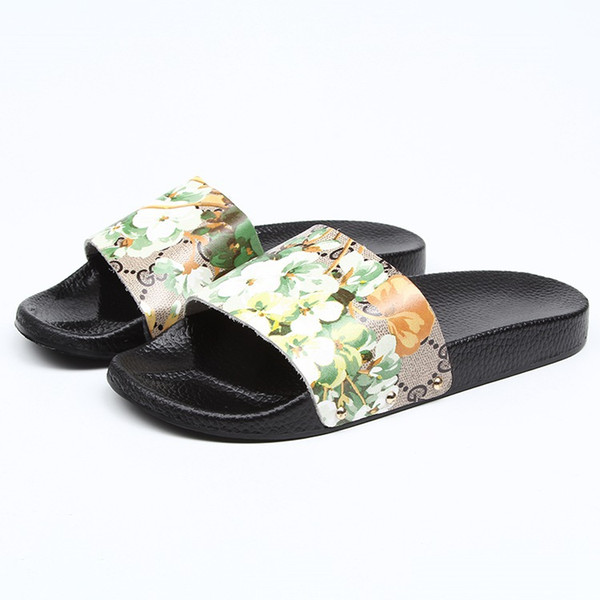 2019 Top Men Women Sandals Designer Shoes snake print Luxury Slide Summer Fashion Wide Flat Sandals Slipper Dust Bag Size 35-40 free ship