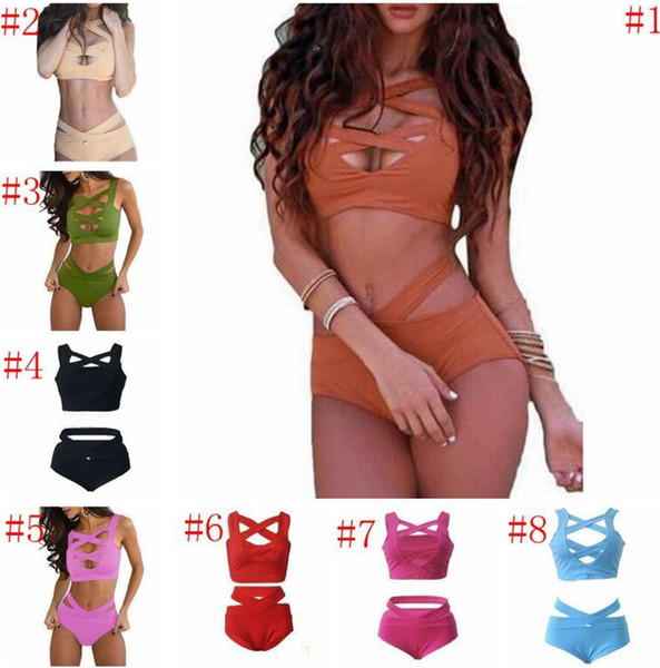 Lady Bikini Set Sexy Hollow Out Bandage Summer Two Piece Suits Woman Swimsuit Swimwear Clothes Femme Fashion Bba301