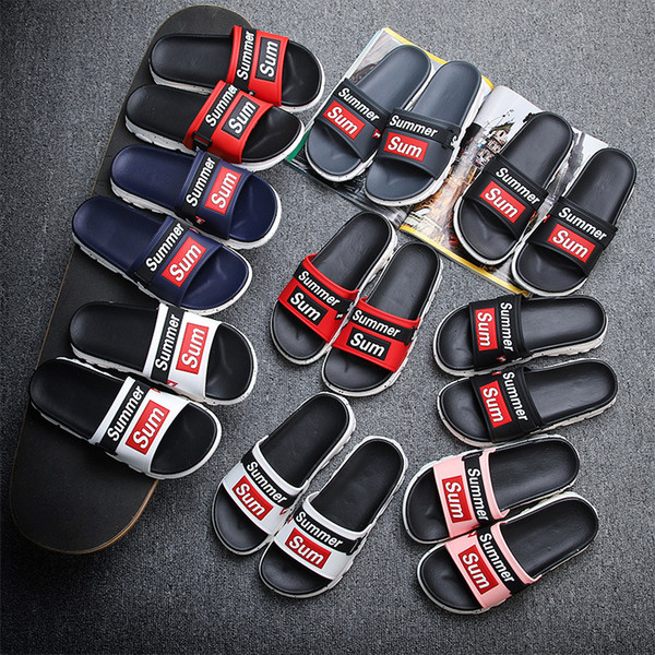 Fashion Men Letter Print Beach Shoes Light Breathable Summer Outdoor Pool Party Water Sport Sandals Indoor Home Bathroom Slippers