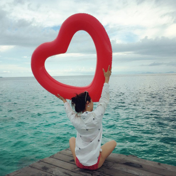 Swimming ring heart-shaped swimming ring thickening Love swimming ring water inflatable love floating row Air inflation toy