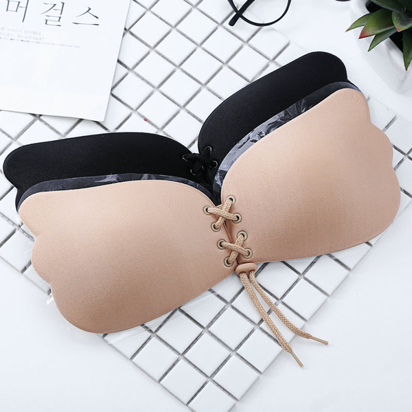 Women's Self-adhesive Invisible Strapless Silicone Push High Flying Adhesive Backless Bra Ladies Seamless Bra Underwear