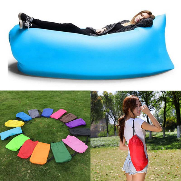 Polyester Inflatable Couch Air Sofa Lounge Sleep Drawstring Bag Lounger Pillow Portable Beanbag Inflated Chair Float Water Bed 050