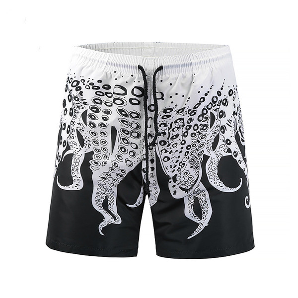 2018 summer new men's large size beach pants creative octopus 3D printed swimming trunks casual men's Eurocode trousers