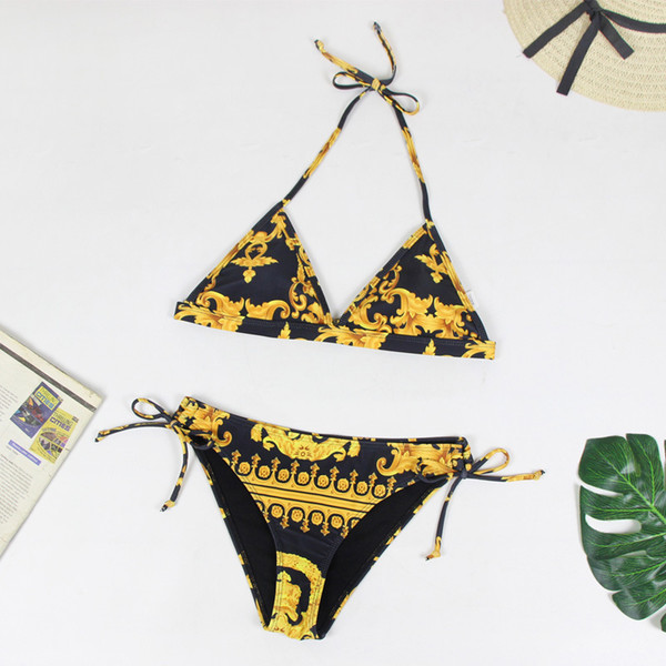 2019 Women Two Piece Outfits The New Classic Fashion Pattern Designer Swimsuit Sexy Bikini Pop Print Lady BIKINI Swimsuit