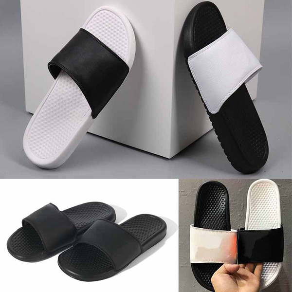 2019 new beach shoes fashion brand NIK sandals mens womens designer shoes Slide Summer Wide Flat Slippery Slipper Flip Flop size 35-46