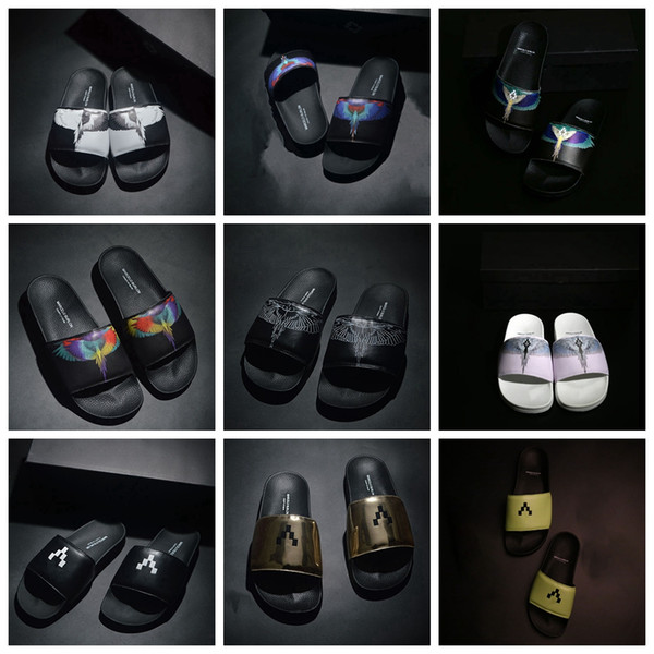 2019 Designer Shoes MB Marcelo Burlon Beach Hotel Indoor Mop Summer Beach Indoor Flat Slippers House Flip Flops sandal black white with Box