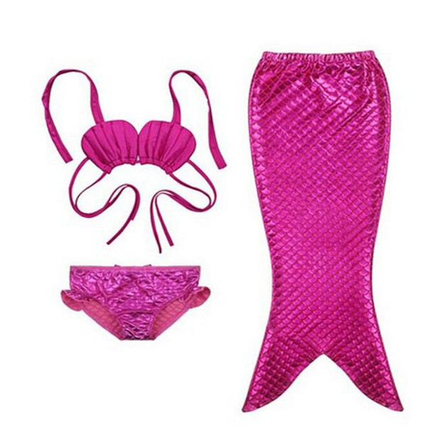 3Pcs Girls Children Mermaid Tail Swimming Suit Dress Split Swimsuit Costume Swimmable Bikini Swimwear Bathing Suit Clothes 3-12 years