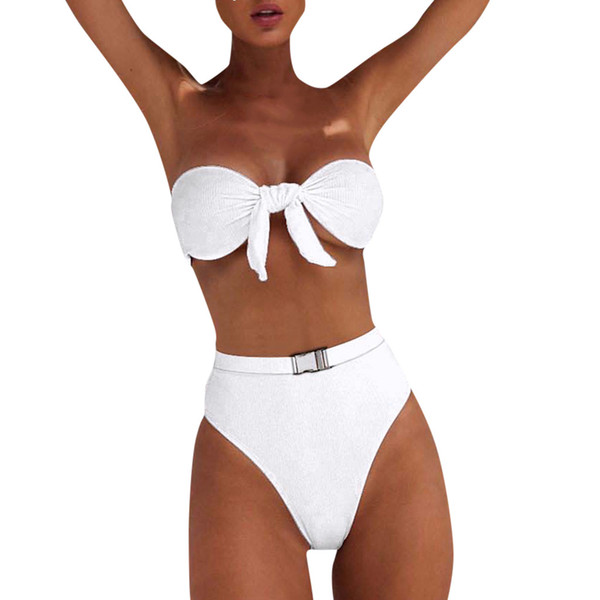 Bikinis 2019 Maillot De Bain Femme Push Up Swimsuit Solid Beachwear Bathing Suit Women Swimming Suit