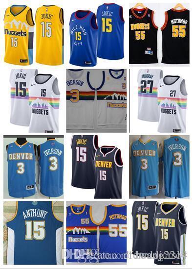 15 Jokic 27 Murray 55 Mutombo 3 Iverson 15 Anthony Embroidery Logo High Quality City style Jerseys