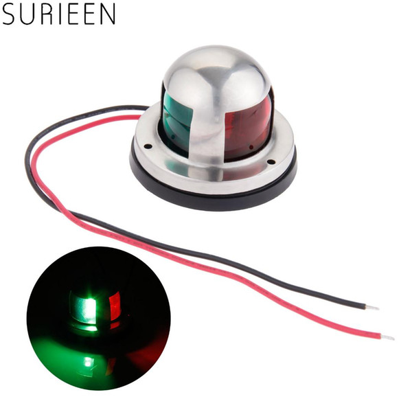 SURIEEN 1pc Stainless Steel 12V LED Marine boat Yacht Light Bow Navigation Light Deck Mount Red and Green Sailing Pontoone