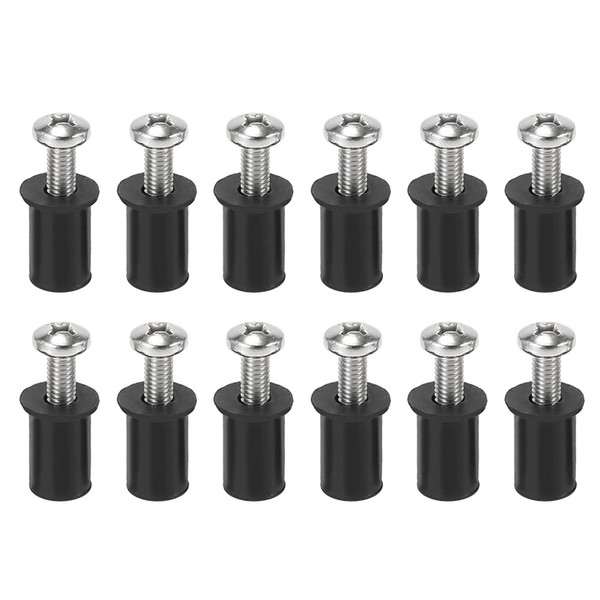 Y5726-6 12 Set Well Nuts with Stainless Steel Screws for Kayak Canoe Boat Marine Hardware Fasteners