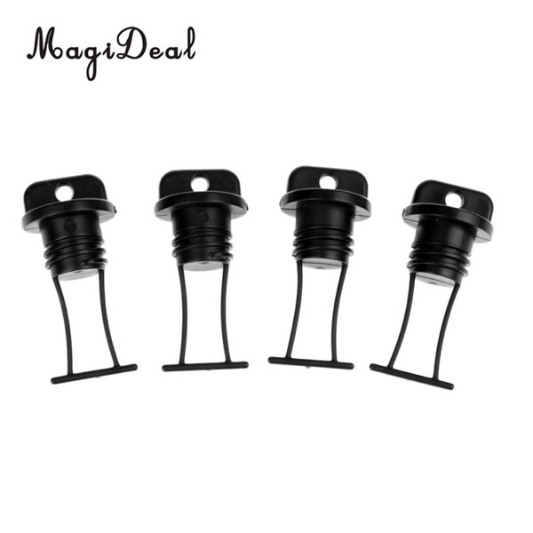 MagiDeal 4 Pieces Plastic Universal Marine Black Plastic Hull Drain Plug Universal for Kayaks Canoes Boats Replacement Accessory