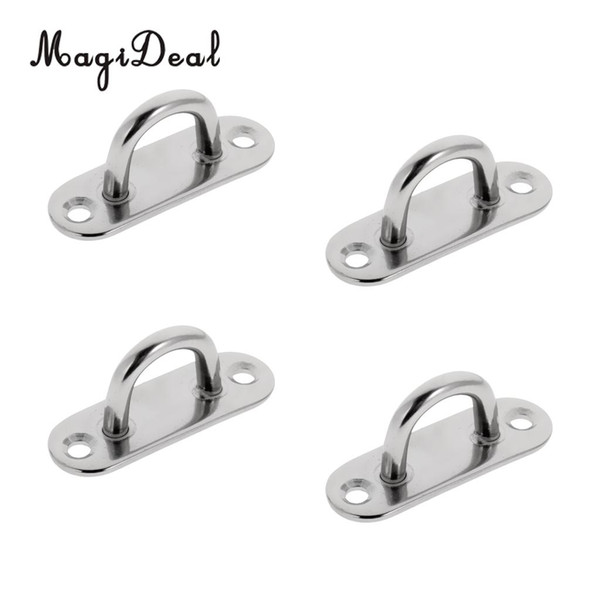 4x 5mm 6mm 8mm Oblong Pad Eye Stainless Steel Shade Sail Wall Plate Tie Down for Kayak Canoe Fishing Boat Accessories